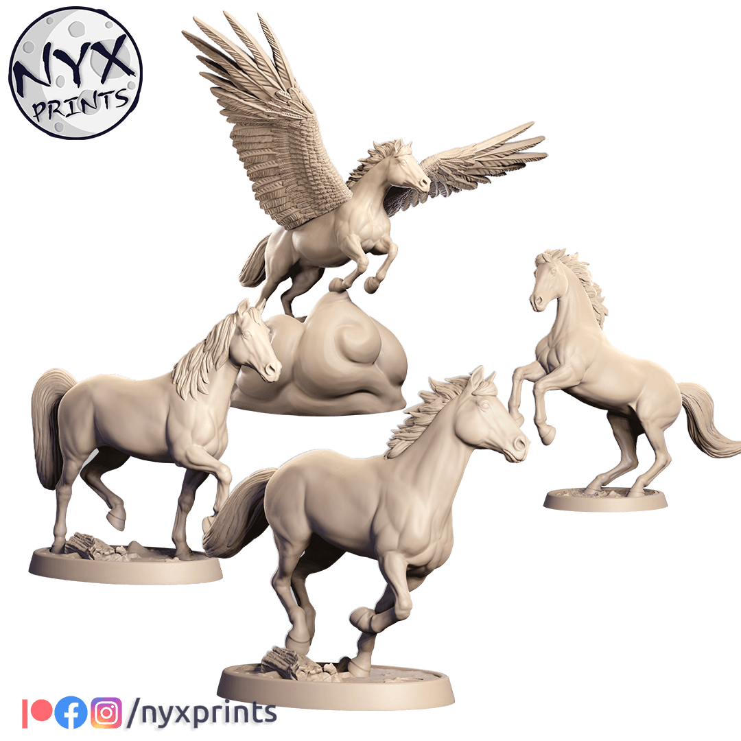 Pegasus and horses stl for 3d printing.